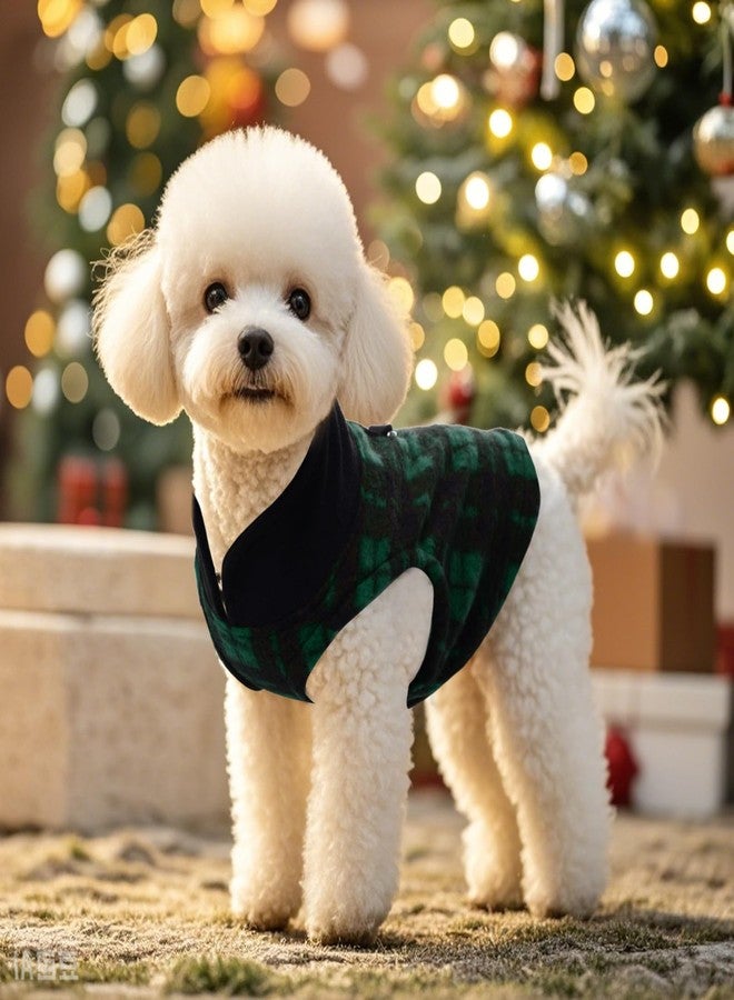 Rbenxia 1 PC Plaid Dog Sweaters with Leash Ring Soft Fleece Vest Dogs Pullover Warm Jacket Pet Dogs Clothes Winter Dog Outfits for Small Puppy Cat Pets (Green and Black, Medium) - Image 5